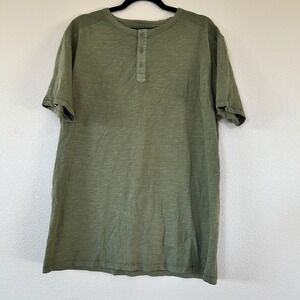 Thread & Cloth Mens Dusty Olive Cotton Henley Shirt XLarge